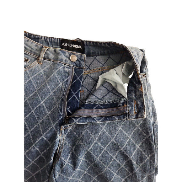 Fashion Nova Denim Jeans Cargo Pockets Cross Hatch 22x32 NWT - Picture 10 of 16